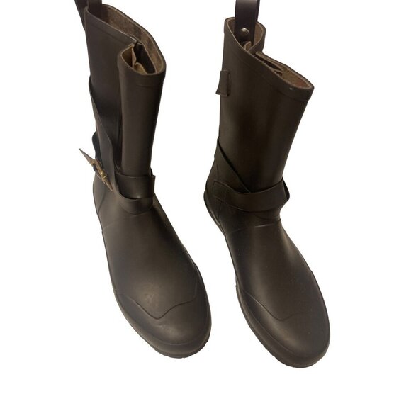 2013 BURBERRY Mid Buckle Black Rubber Rainboots  EUR 39 US 9 - Picture 1 of 16